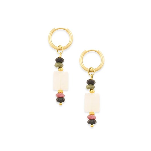 kolczyki - inne Kolczyki koła z kamieniami miłości i równowagi Pozłacana stal szlachetna