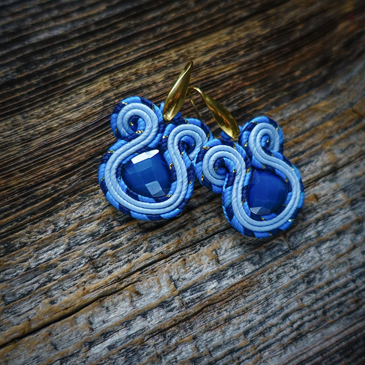 kolczyki soutache Niebieskie kolczyki soutache