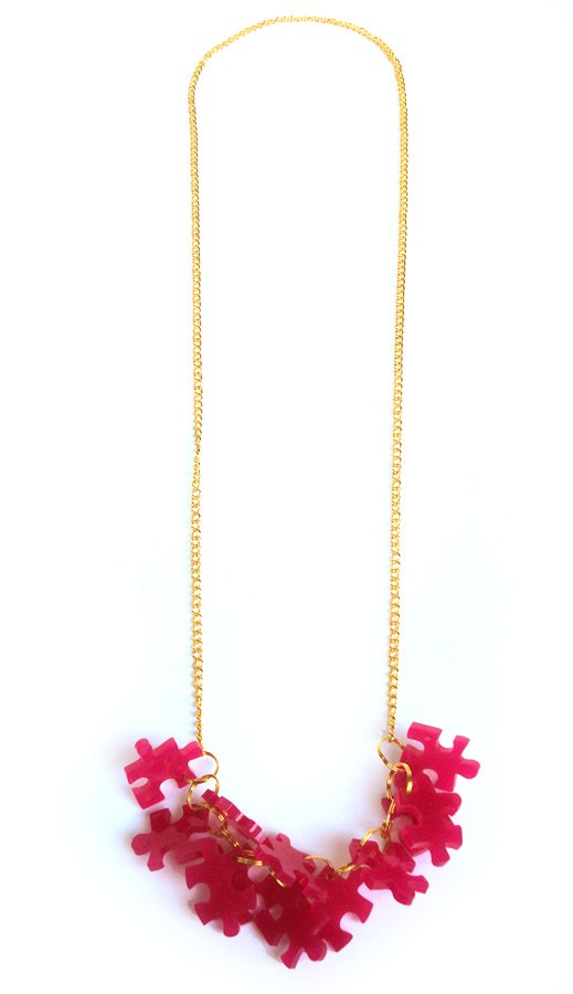 PuzzLove DeLuxe/ necklace S / fuksja Monika Roth