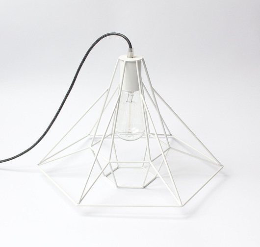 Geometryczna lampa wisząca biała hexal design