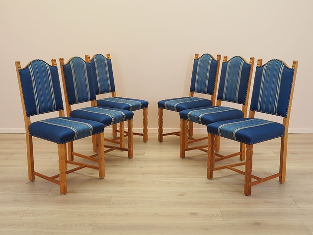 krzesła Komplet sześciu krzeseł dębowych, duński design, lata 60, Henning Kj