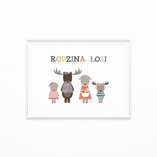 Plakat dla dzieci Rodzina Łosi myscandi
