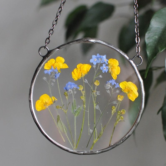 Ozdoby na ścianę Dekor niebieskie i żółte kwiaty