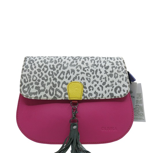 torby na ramię Torebka damska klasyczna odpinany wymienny chwost brelok OLIVKA