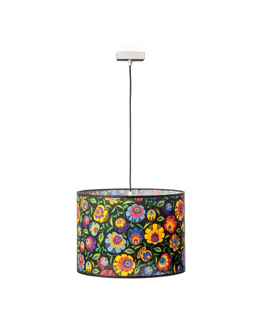 Lampa wisząca folkowa, czarny klosz, biała, 100  Home Design