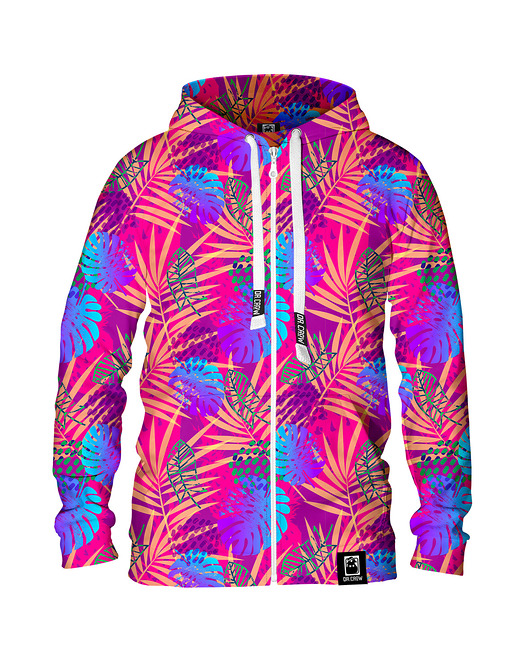 bluza z kapturem damska Damska Bluza Expres Zamek DR.CROW Palmy Monstera