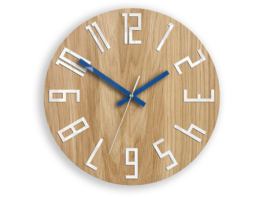 Zegar ścienny Dąb Slim White_Granat 33,5 cm ModernClock