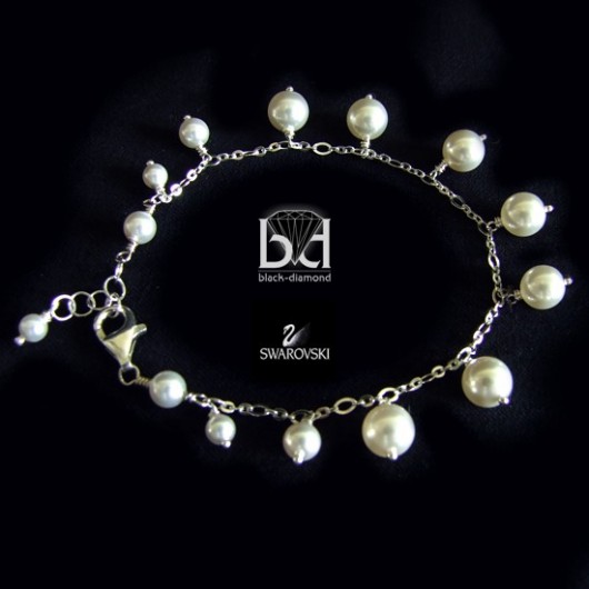 Perłowa bransoletka kryształ Swarovski Black Diamond