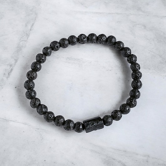 biżuteria męska OCHRONA : czarny turmalin & lawa - męska bransoletka