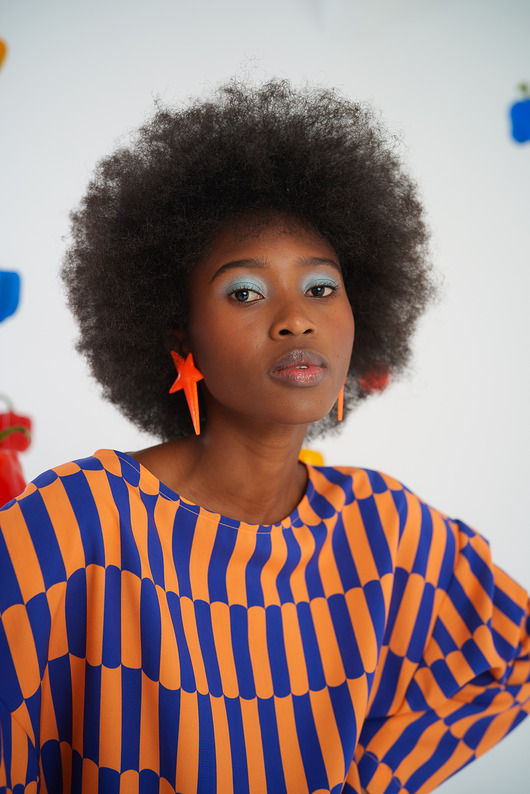 bluzki z długim rękawem damskie Bluzka Vibrant Stripes orange/blue