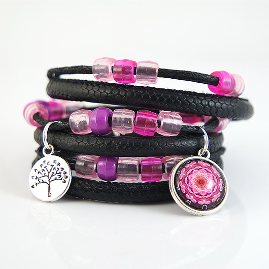 bransoletki - inne Bransoletka - Drzewo życia, mandala - owijana