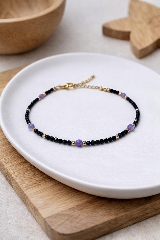 bransoletki z kamieni naturalnych Bransoletka Ochronna: Czarny Turmalin, Ametyst i Hematyt