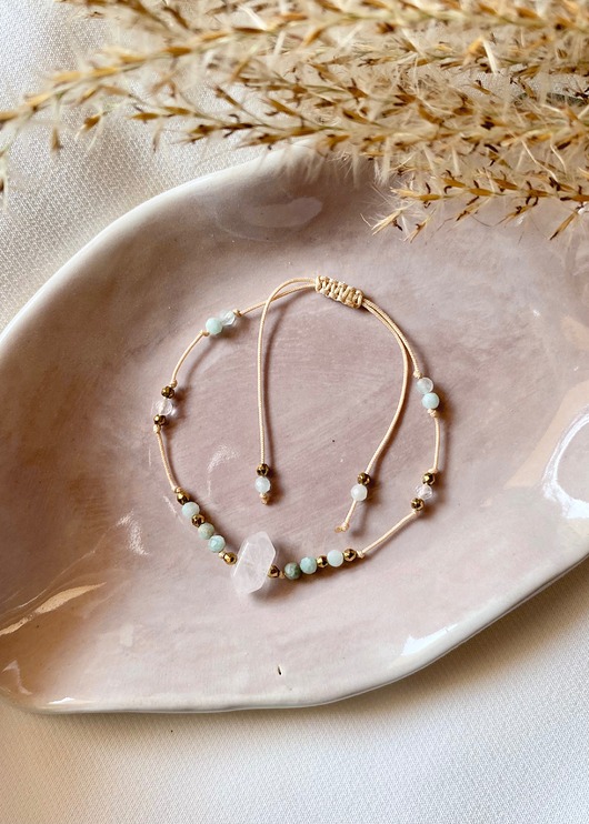 bransoletki z kamieni naturalnych Bransoletka z Amazonitem i Kryształem Górskim