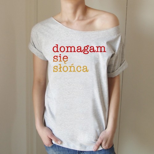 Domagam się słońca Krótki szary Oversize ONE MUG A DAY