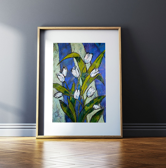 grafiki i ilustracje Białe tulipany - rysunek B2 unikat