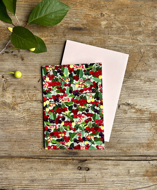 kartki okolicznościowe - wydruki Cherries pattern- Kartka- Grafika- Ilustracja- Owoce