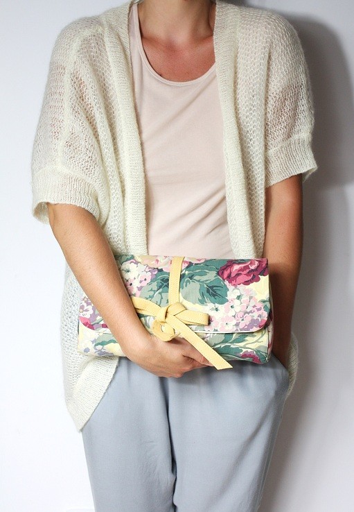 Kopertówka floral + leather & bow Zuzia Górska