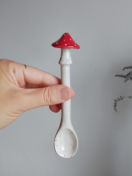 kuchnia - różne Łyżeczka ceramiczna z muchomorem, z grzybkiem