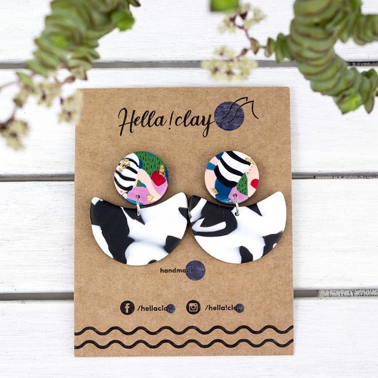 Kolorowe kolczyki handmade Hellaclay