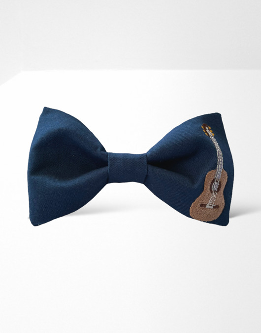 muszki i krawaty Mucha męska dla muzyka - gitara - granatowa