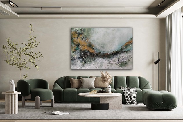 obrazy ABSTRAKCJA GARDEN, wym. 70x100 cm Ręcznie malowany obraz