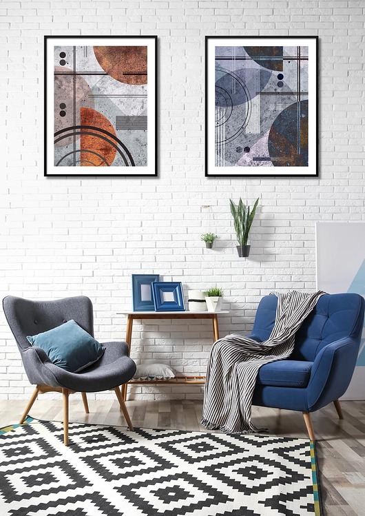 plakaty Zestaw Dwa Plakaty Industrial no. 8 i no. 9+ dwie czarne ramki 40x50 cm