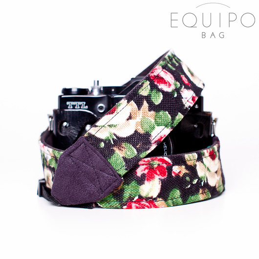 Pasek do aparatu Camera Strap Black Flower equipo