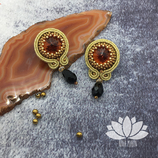 kolczyki soutache wachlarz - kolczyki sutasz