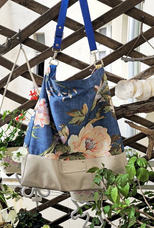 torby XXL Duża torba w kwiaty i ptaszki