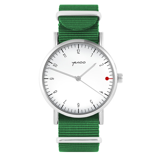 zegarki unisex Zegarek - Simple biały - zielony, nylonowy