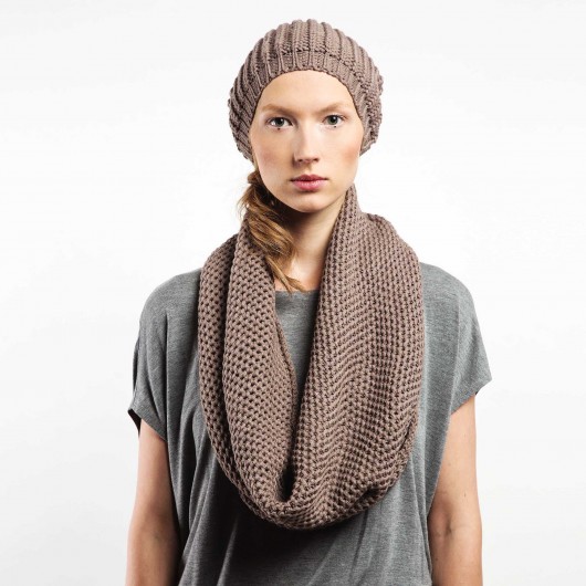 Dzianinowy Zestaw Czapka Komin MAUVE CADOaccessories