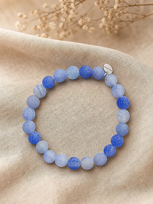 bransoletki z kamieni naturalnych Bransoletka Essential Blue Pastel, naturalny agat i srebro 925