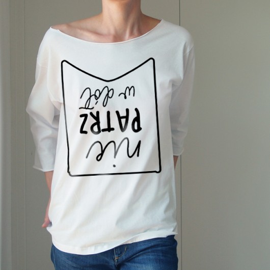 Nie patrz w dół Oversize biały długi ONE MUG A DAY