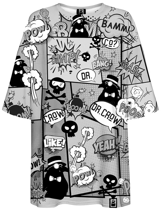 t-shirt damskie DR.CROW T-shirt Damski Oversize Komiks Black