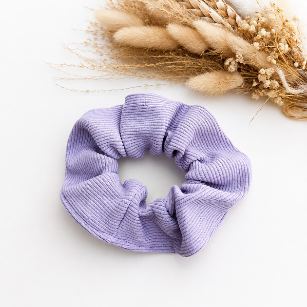 gumki do włosów Frotka scrunchie z prążkowanej dzianiny - wrzos