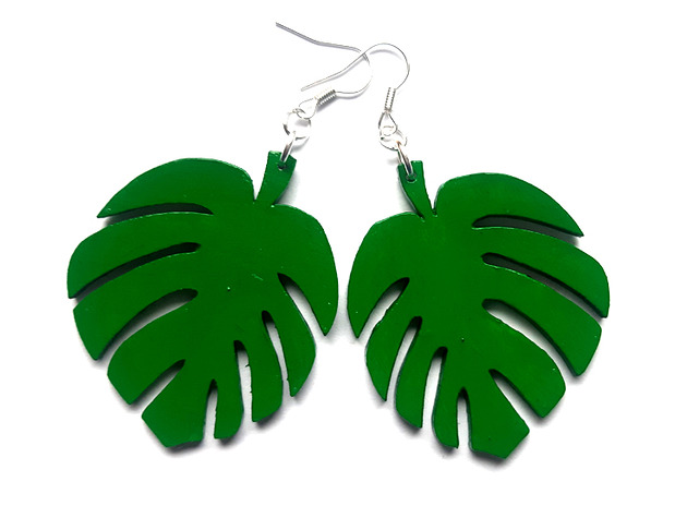kolczyki drewniane Monstera