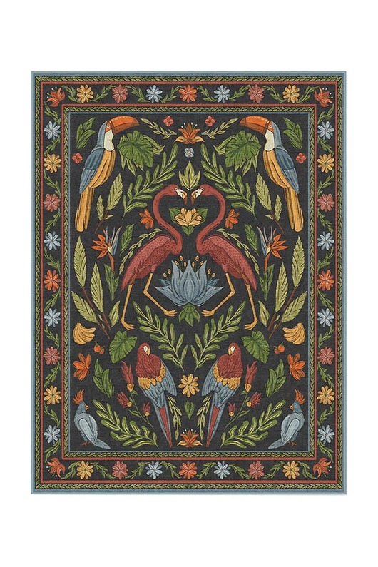 dywany Dywan w stylu Art Deco z egzotycznymi ptakami 120x180 cm