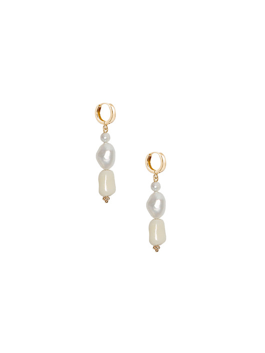 kolczyki pozłacane Pearl & Coral / Perła i koral kolczyki kółka
