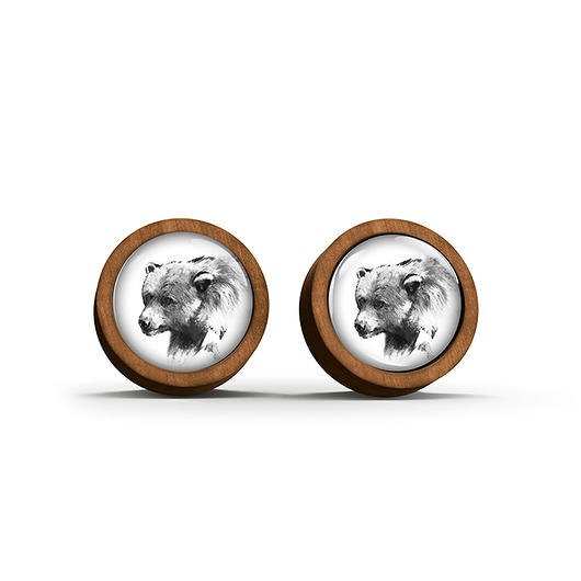 kolczyki drewniane Kolczyki drewniane - Niedźwiedź - sztyfty