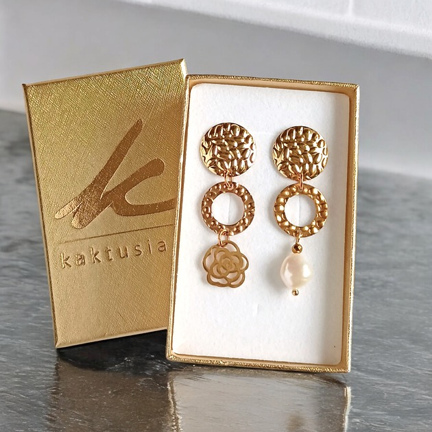 kolczyki z kamieniami Asymetryczne kolczyki z perłą : wyjątkowy prezent PREMIUM