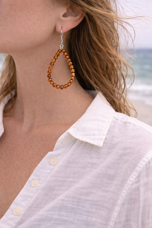 kolczyki z kamieniami Kolczyki z bursztynu bałtyckiego - Kolczyki bursztynowe - Bursztyn bałtycki