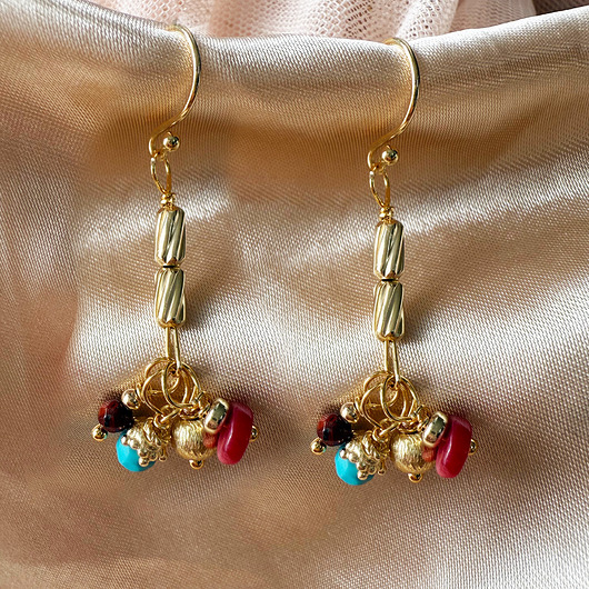 kolczyki z kamieniami TRISKELIA  KOLCZYKI, turkus, koral, kamienie naturalne