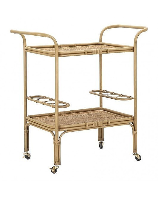 kuchnia - różne Wózek Kuchenny Barek na Kółkach Metalowo Rattanowy Laurin Boho