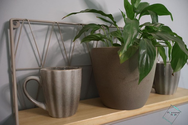 półki Półka wisząca loft drut i drewno beżowa