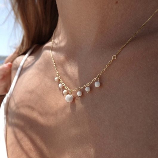 korale Srebrny naszyjnik lawa wulkaniczna SIŁA