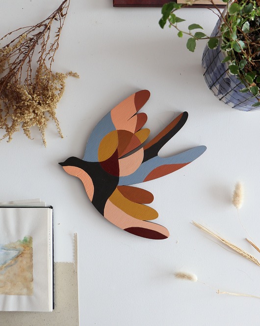 Ozdoby na ścianę Jaskółka drewniany dekor