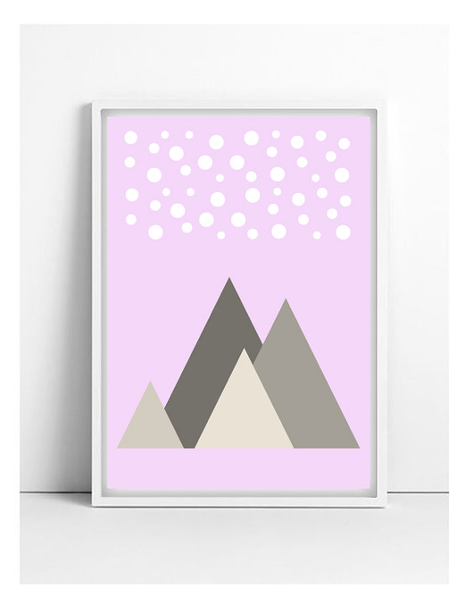 plakat A4 góry różowe tło MUKI design