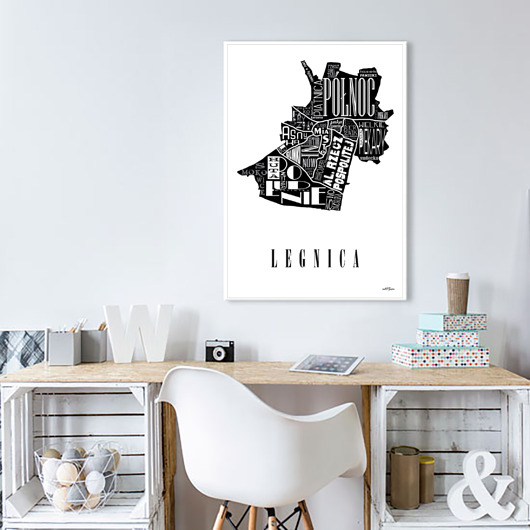 plakaty Mapa - LEGNICA plakat czarno biały