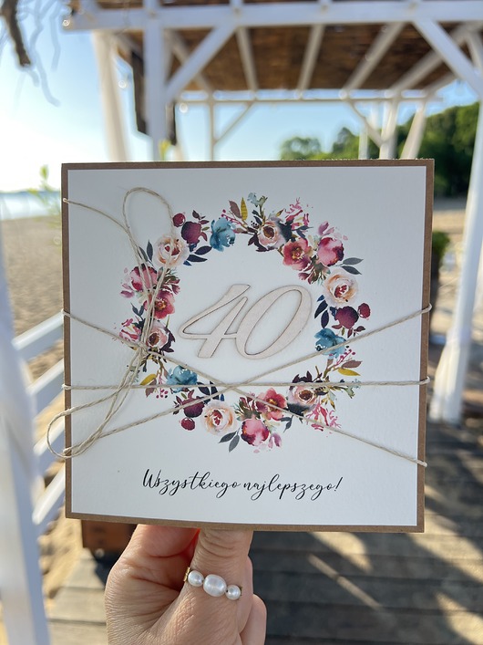 kartki scrapbooking Ręcznie robiona kartka na 40 urodziny, czterdziestka