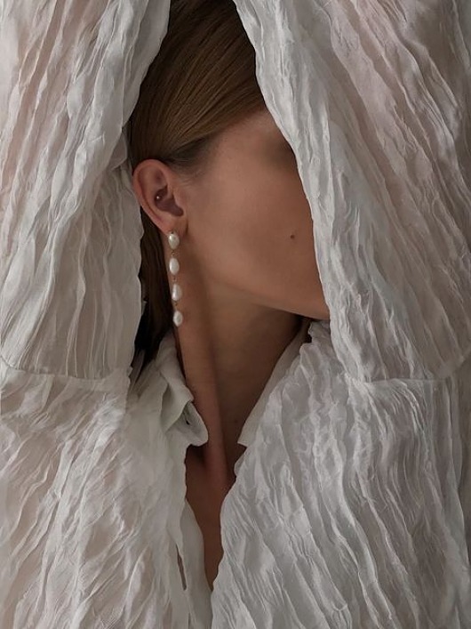 kolczyki srebrne Kolczyki srebrne Irregular Pearl Earrings / Long